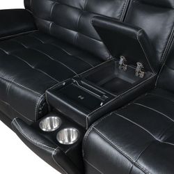 New Top Grain Real Leather Sectional Sofa With  Power Recliners Power Head Rests USB And Wireless Charging Station