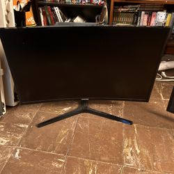2 Computer Monitors And Pink Pc Case