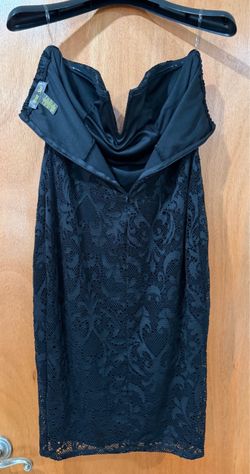 Black Lace Strapless Mini Dress