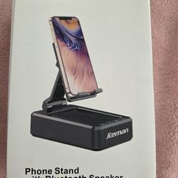 JTEMAN Cell Phone Stand with Bluetooth Speaker,HD Sound Adjustable Phone Holder