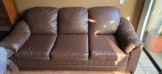 Faux Leather Sofa and Love Seat