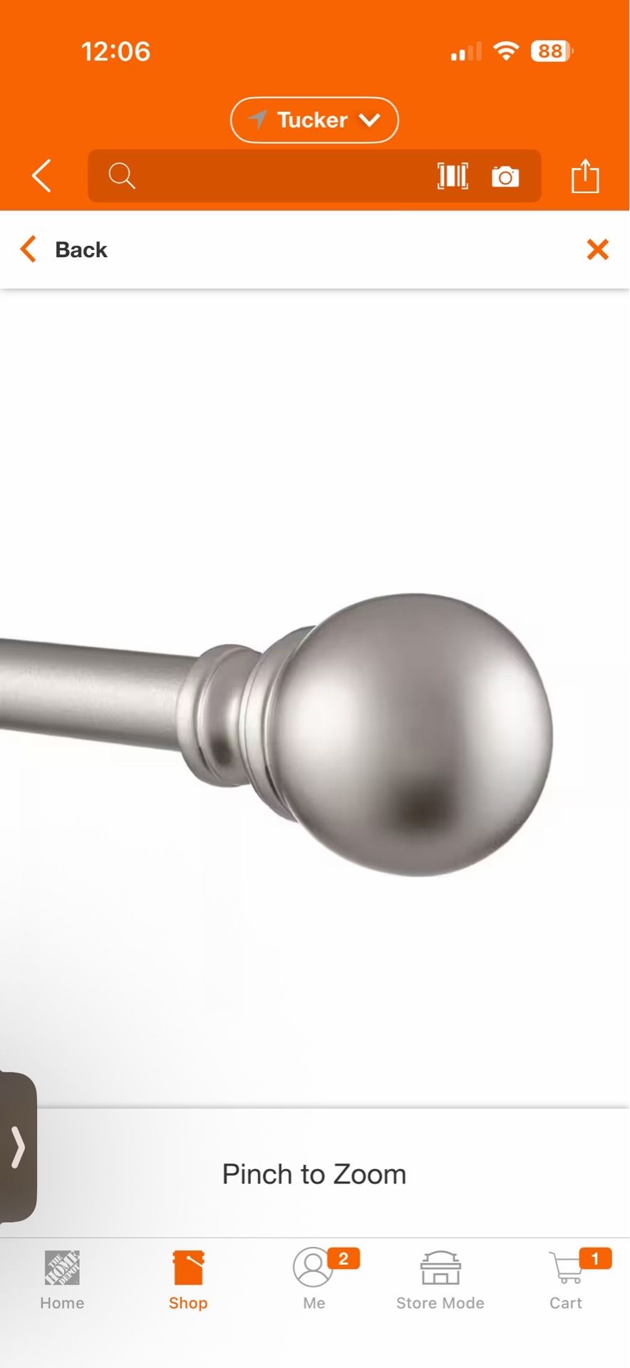 Sphere 66 in. - 120 in. Adjustable 1 in. Single Curtain Rod Kit in Matte Silver with Finial