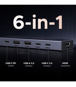 Brand New UGREEN Revodok Pro USB-C Hub 6 in 1 10Gbps 4K 60Hz HDMI, 100W Power Delivery for MacBook Pro/Air, iPad Pro, Thinkpad Rog Ally and More.