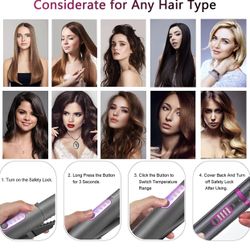 Hair Straightener Curler 2 in 1 Cordless Portable Hair Iron Ceramic 8 Inch, Anti-Scald 3-Level Hair Straightening Iron with 110-220V, Heats Up Fast, U