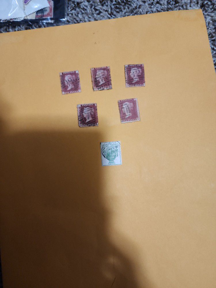 Old Red Penny Stamps With Watermark Lot GL 12