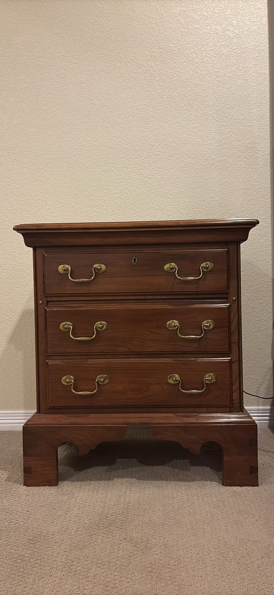 2 Solid Cherry Bedside Tables With Drawers & Hidden Compartment
