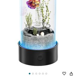 1-Gallon Acrylic Fish Tank,Self Cleaning Aquarium Cylinder Fish Bowls Betta Tank Fish Starter Kit Compact Tank with Multi-Color LED Light,Air Pump