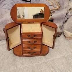 Antique Wooden Jewelry Box 