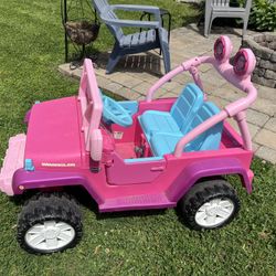 Fisher Price Power Wheels 12v Ride On Barbie Jeep Wrangler 