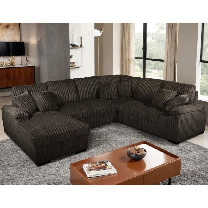 Curdoroy Sectional Plush Sofa With Sleeper OCTOBER SALE