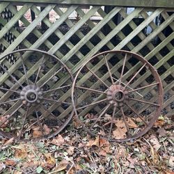2 28”  Iron Wagon Wheels 