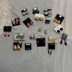 Lot of 19 Pairs Vintage Clip-On & Pierced Earrings