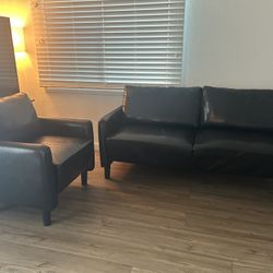 Vegan Leather Loveseat And Chair Set