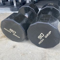 90 Lb Iron Grip Dumbbells 