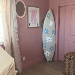 Decorative Surf Board Hand Painted Flowers