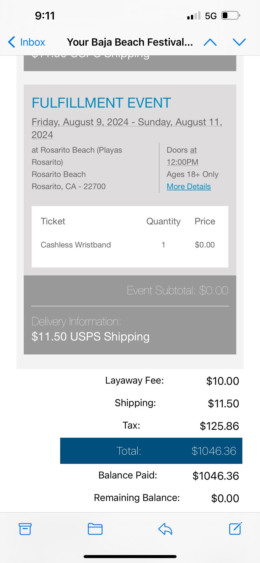 Vip Baja Fest Ticket 3 Day Event