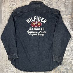 Vintage 90s Tommy Hilfiger Jeanswear Genuine Parts Button Down Denim Shirt XL