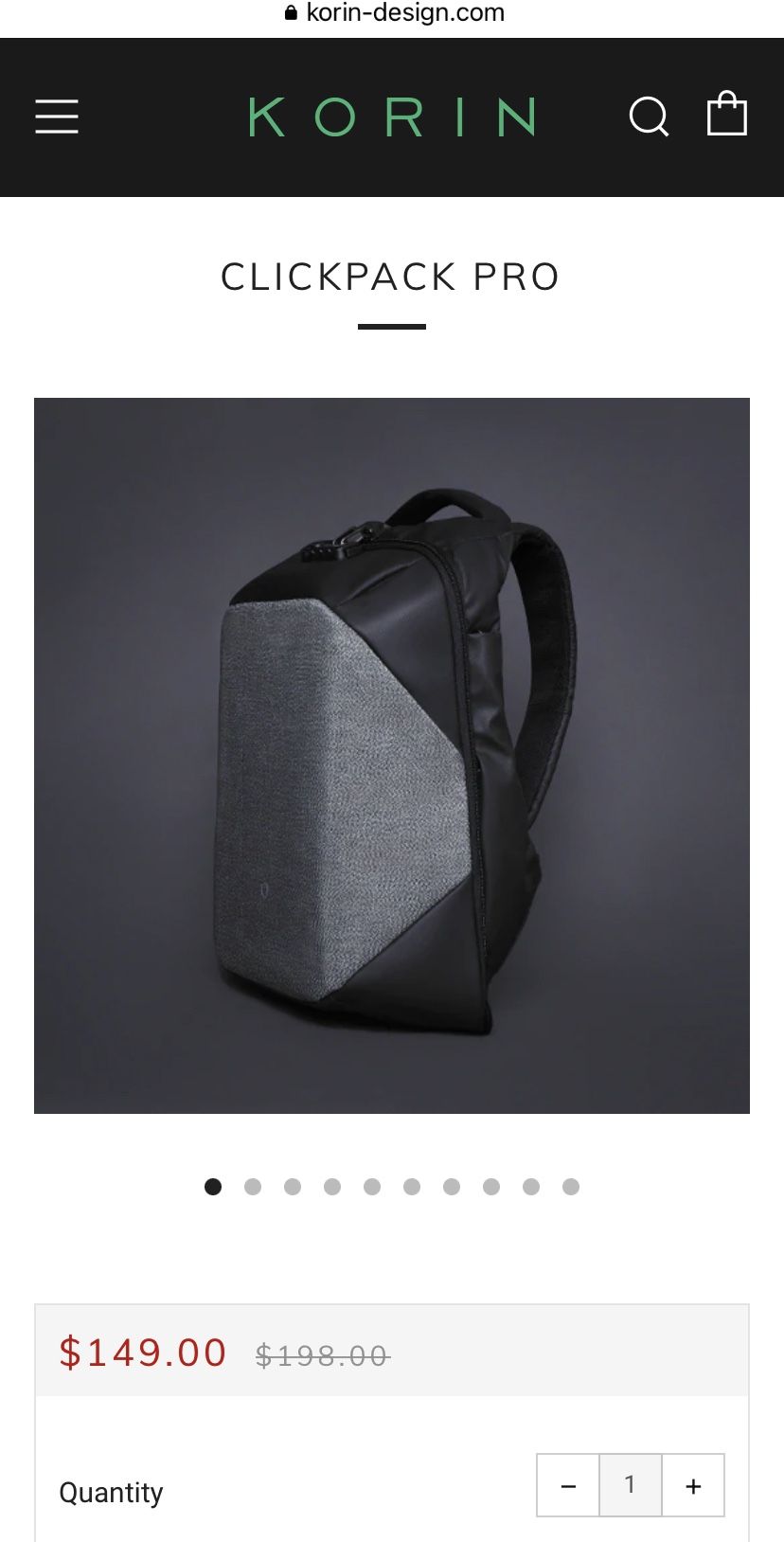 CLICKPACK PRO an anti theft backpack from Korin design