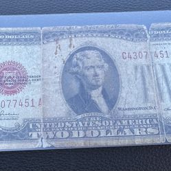 1928 $2 Two Dollar Bill Red Seal Note
