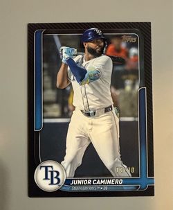 Rare Topps 2026 #34 Junior Caminero Tampa Bay Rays Black Baseball Card /10