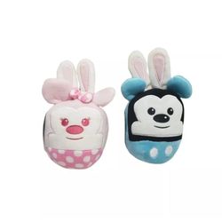 Hallmark Disney Mickey & Minnie Mouse Fluffballs as Bunny Rabbits Plush NWT