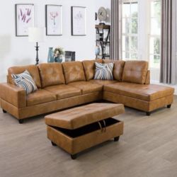 New Caramel Sectional Sofa Set