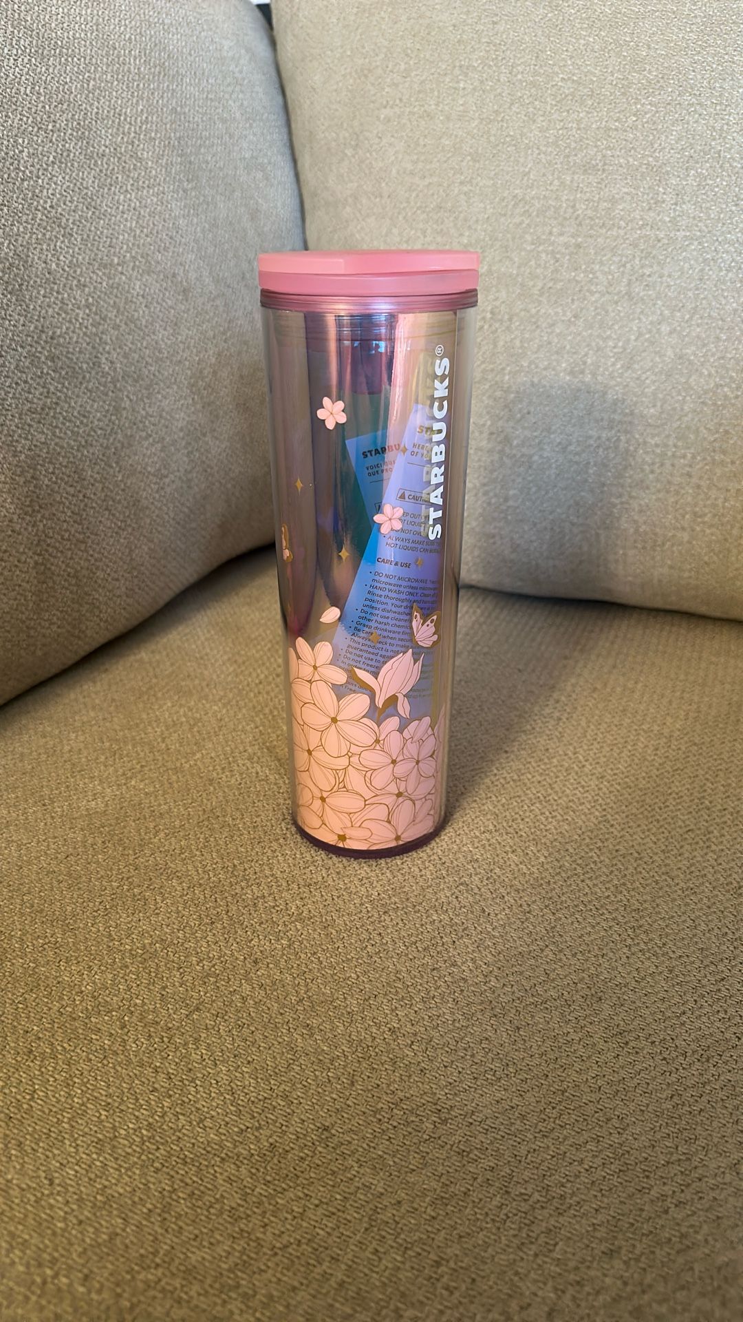 16oz Starbucks Coffee Cup. Pink Florals And Butterflies