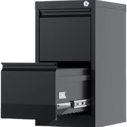 File Cabinet with Lock,2 Drawer Black Metal Filing Cabinets, Vertical Filing Storage Cabinet for Home Office Organize Letters(Black) s