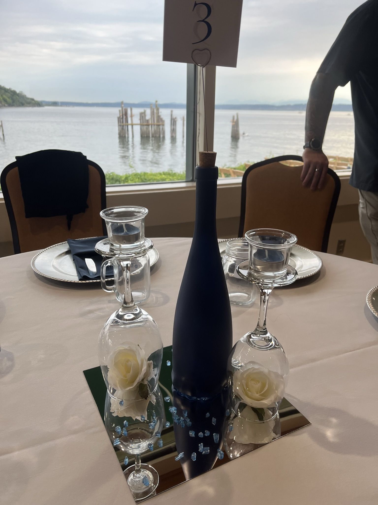 9 Matte Navy Blue Wine Bottles