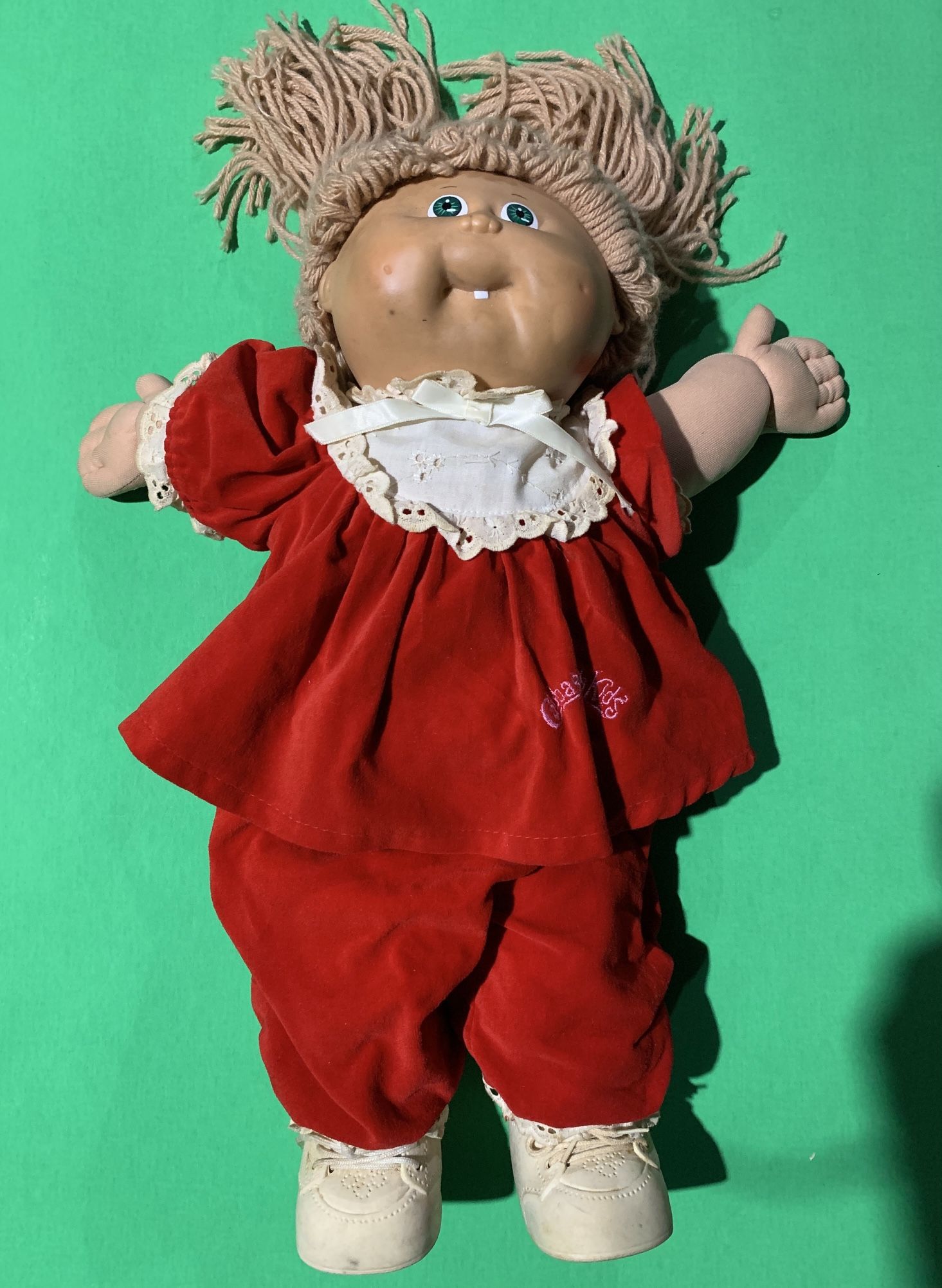 Vintage Cabbage Patch Kid Doll in Red Outfit