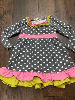Girls gray polka dot dress size 6 by Heather hill #18