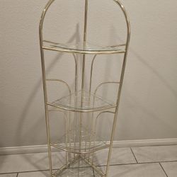 Vintage  Brass 4 Tier With Glass Shelved