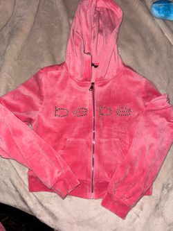Bebe Pink Velour Zip-Up Hoodie clothing