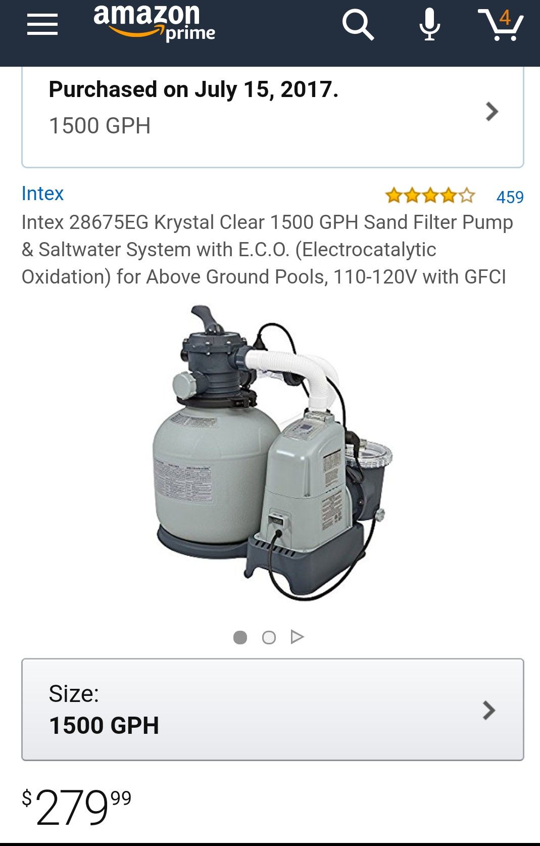 Intex 28675EG Krystal Clear 1500 GPH Sand Filter Pump & Saltwater System with E.C.O. (Electrocatalytic Oxidation)