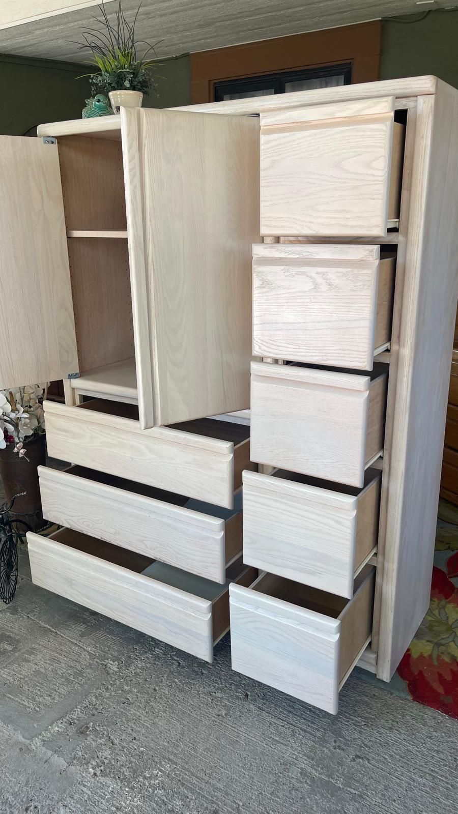 Gorgeous Solid Wood Tall Closet Two Doors 8 Big Drawers 