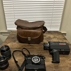 Vintage Minolta X-700 Camera Kit & Bell & Howell Super 8 Cam