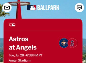 4 Tickets + Preferred Parking - Houston Astros vs Los Angeles Angels of Anaheim