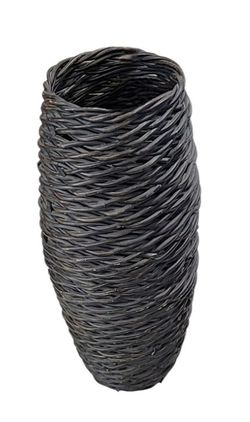 Decorative 30" Espresso Wicker Floor Vase, Home Decor