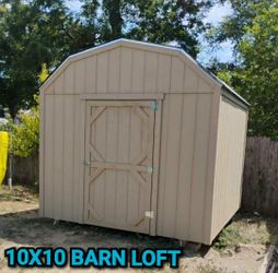10x10 Barn Loft Shed  /Storage With 2 Exterior Wood Shelves (Read Discription For More Info) 