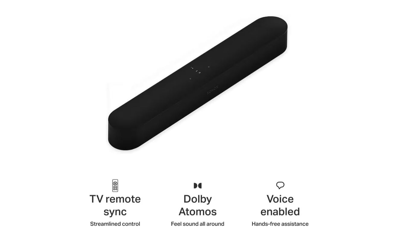 Sonos Beam Gen 2 - Black - Soundbar with Dolby Atmos