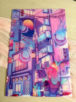 Gallery Panda Japanese Anime City Acrylic Wall Art 16x24” Gloss