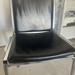 Black Leather Cushioned Chair 