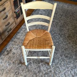 Cream Colored Chair With Rushed Seat