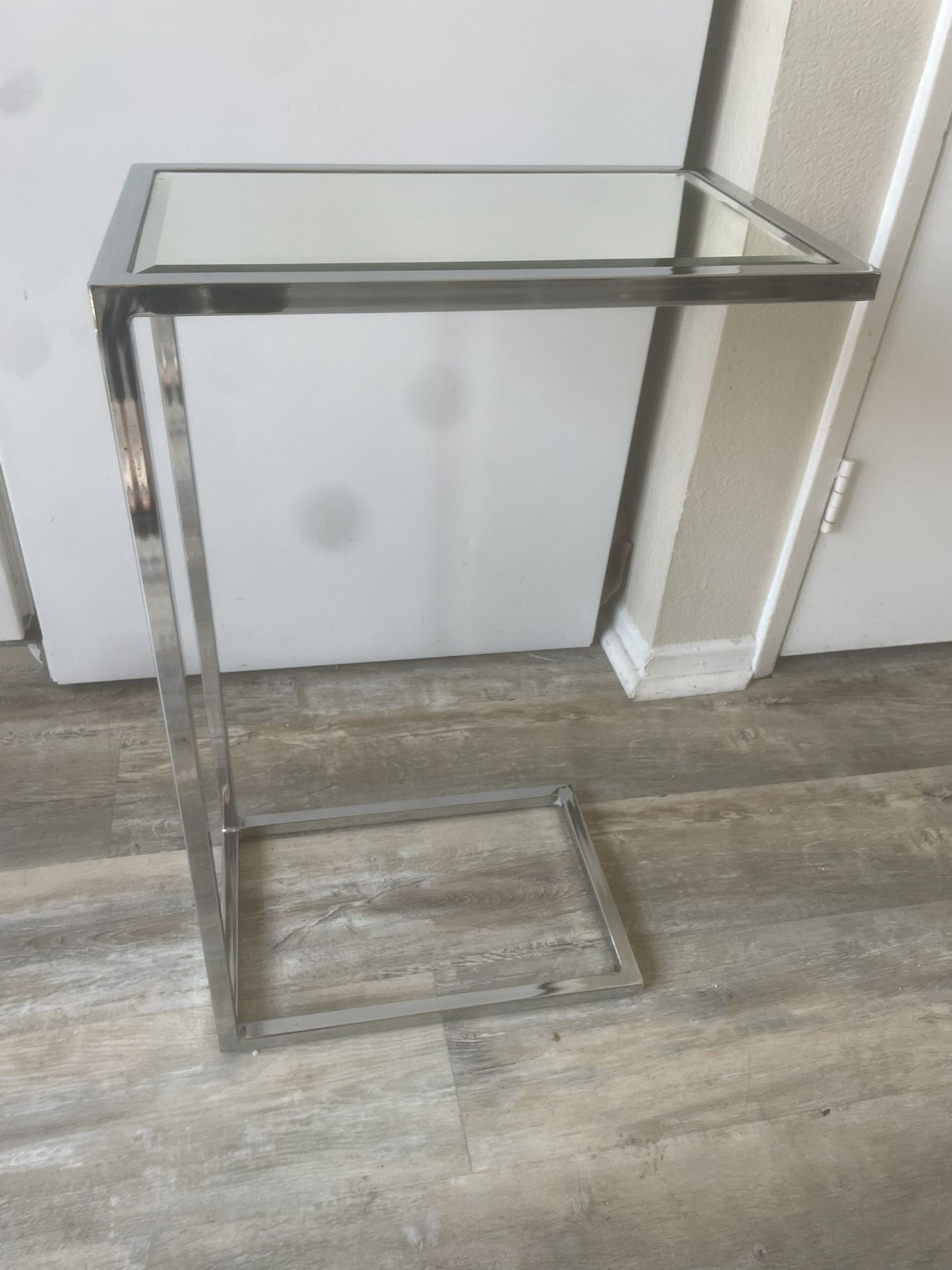 C Shaped Mirror End Table