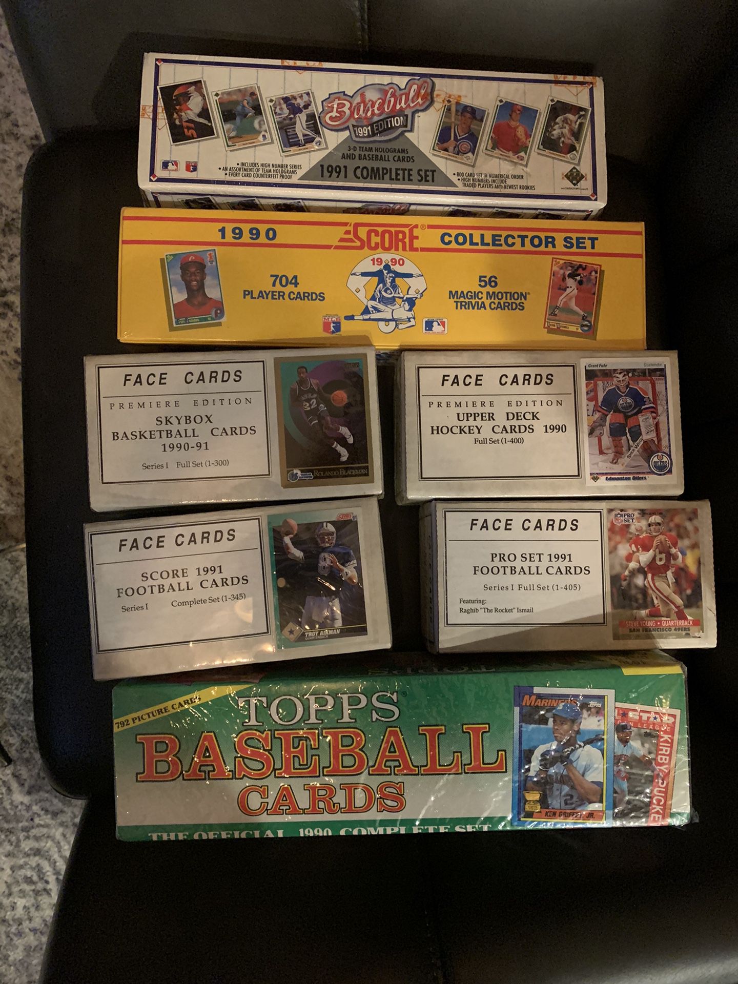 Baseball cards football cards basketball cards all unopened sets and packs
