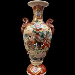 Antique big satsuma pottery vase around 1900's Japan Samurai