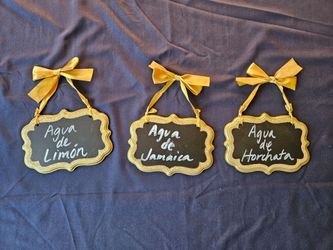 Gold & black chalkboard signs