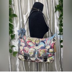 Coach Multicolor Circle Pattern Shoulder Bag 