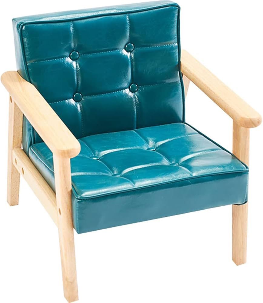 Kids Sofa Solid Wood Armrest and Faux Leather Fabric, Photography Bench, Photo Shoot, Camel Armchair Props
