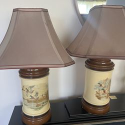 Vintage Ceramic Mallard Duck Lamps 